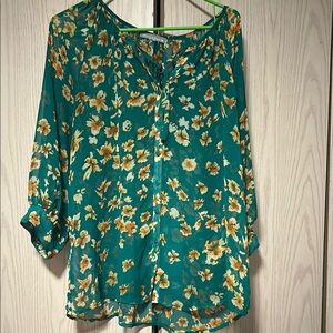 Olivia Moon Yellow Relaxed 3/4 Sleeve Blouse